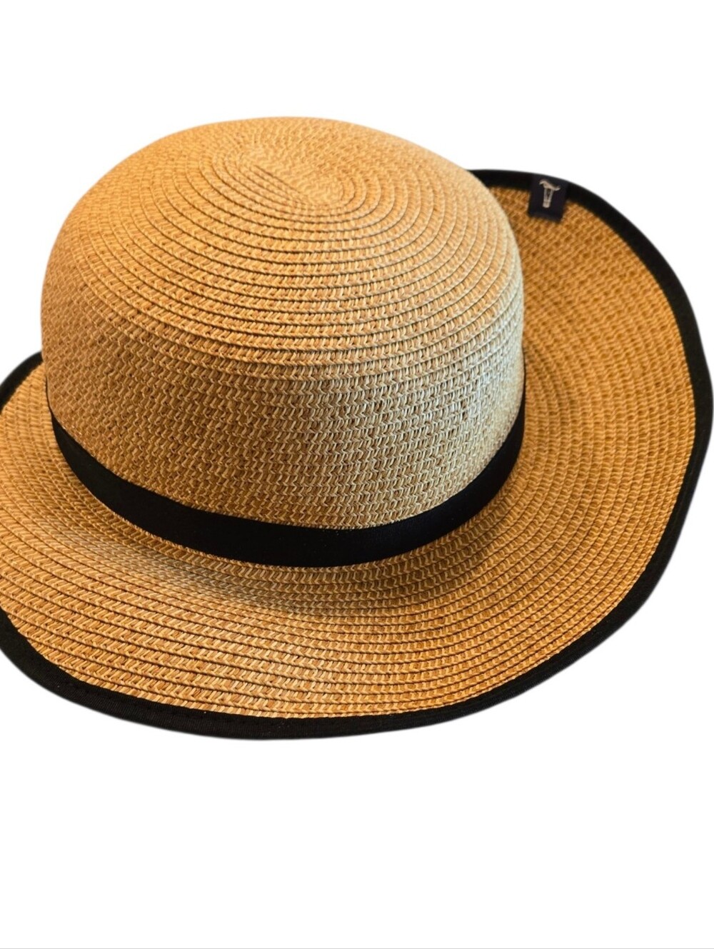 Lands' End face-saver sun hat Straw Sun Hat with Black Trim Size L/XL